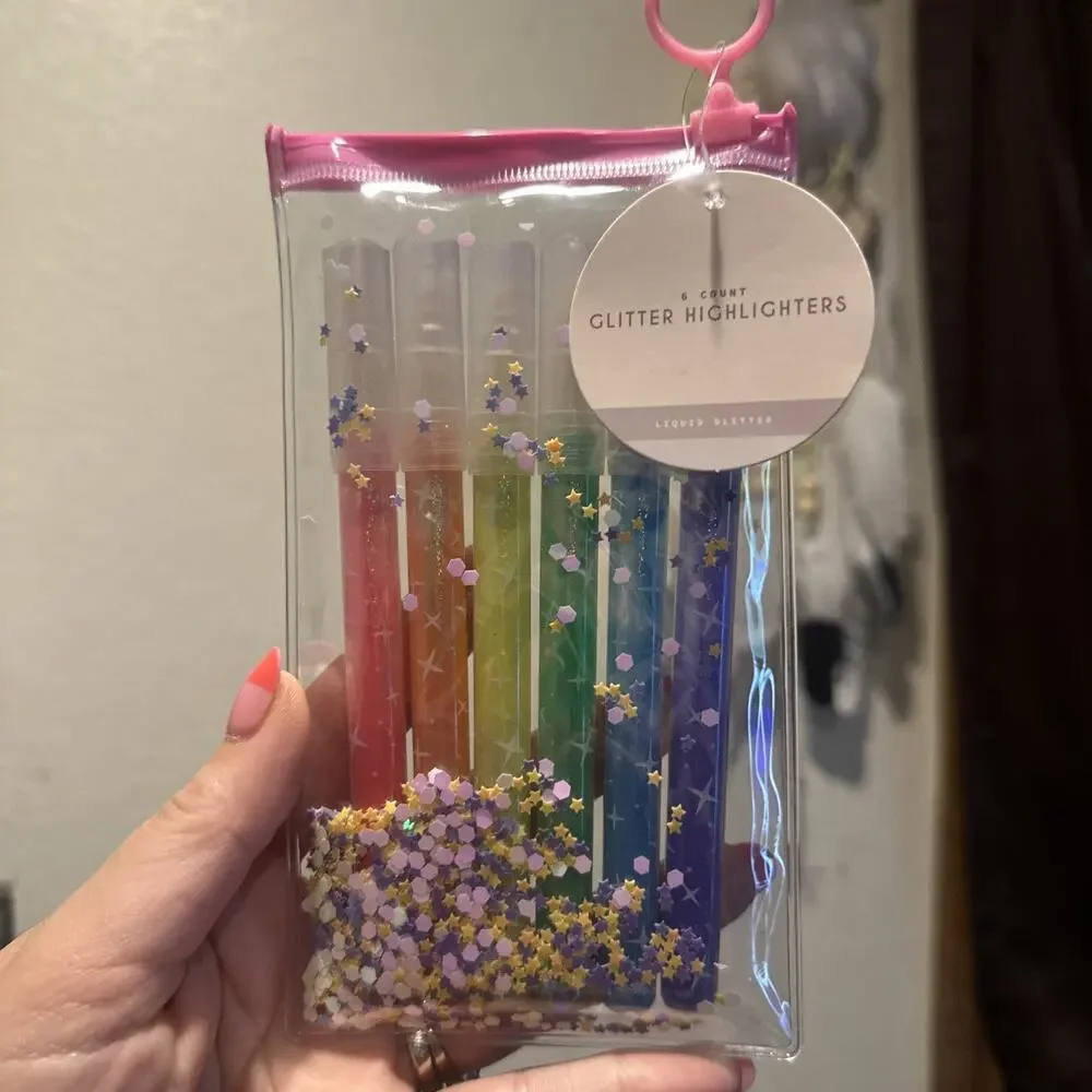 6 Count Glitter Highlighters Brand New